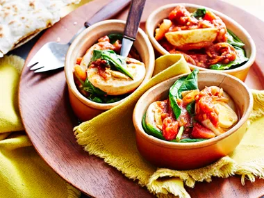 Egg and spinach curry