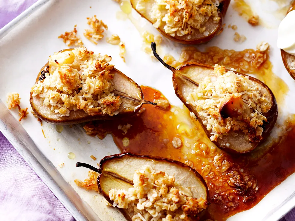 Healthy crumbled pears