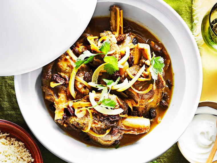 Lamb shank tagine with steamed couscous