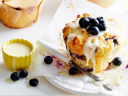 Fluffy and light lemon and blueberry muffins
