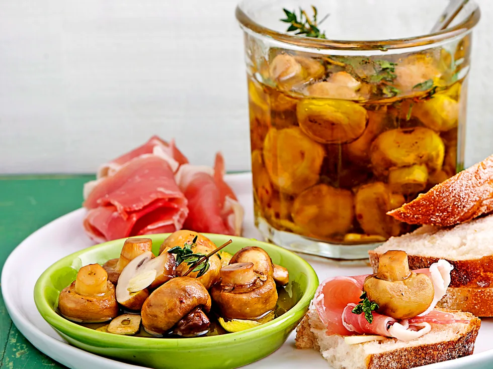 Lemon and thyme marinated mushrooms