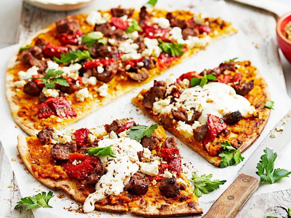 Meatball pizza