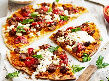 Meatball pizza