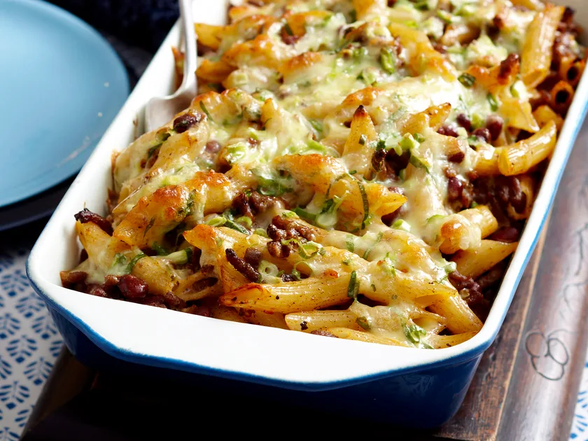 Mexican bean and pasta bake