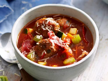 Minestrone meatball soup