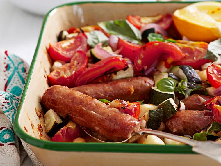 One-pan sausage bake