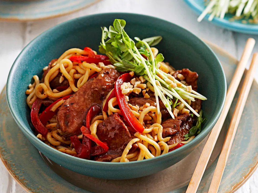 Pork and hoisin noodle stir-fry