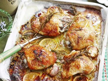 Paleo roast chicken with lemon, rosemary and garlic