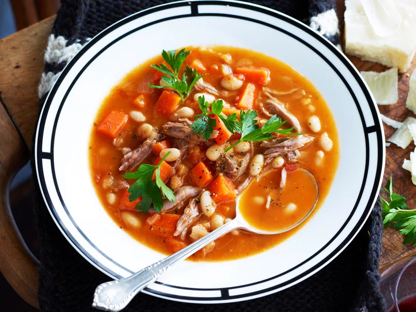 Veal shank and vegetable soup