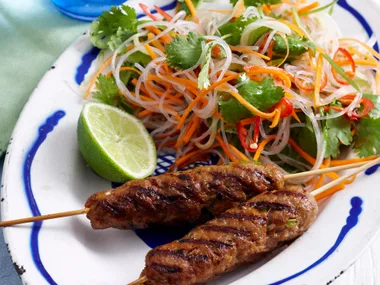 Vietnamese pork skewers with noodle salad