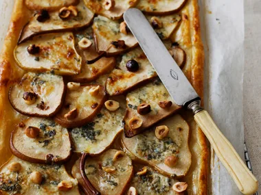 Pear Tart with Blue Cheese and Hazelnuts
