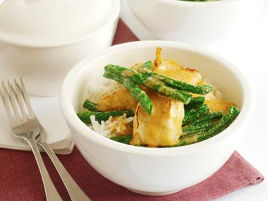 Thai Red Fish Curry with Snake Beans