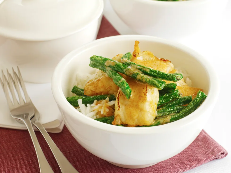 Thai Red Fish Curry with Snake Beans