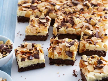 White chocolate and honeycomb mousse slice