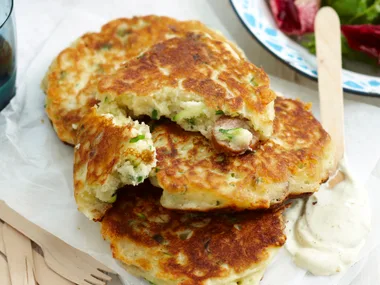 Zucchini and sausage fritters