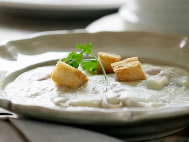 Leek and Potato Soup with Croutons