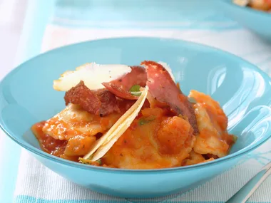 Angnolotti with salami and capsicum sauce