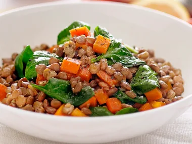 Lentils with spinach and Soy Sauce