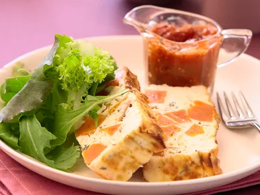 Sweet Potato and Ricotta Terrine with Spicy Tomato Sauce