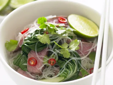Warm Beef, Noodle and Buk Choy Salad