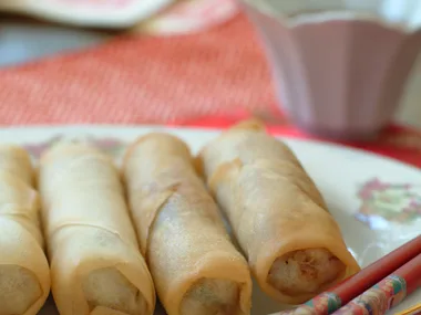 Water Chestnut and Radish Spring Rolls with Dipping Sauce