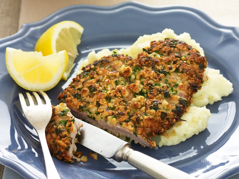 Almond crusted veal schnitzel