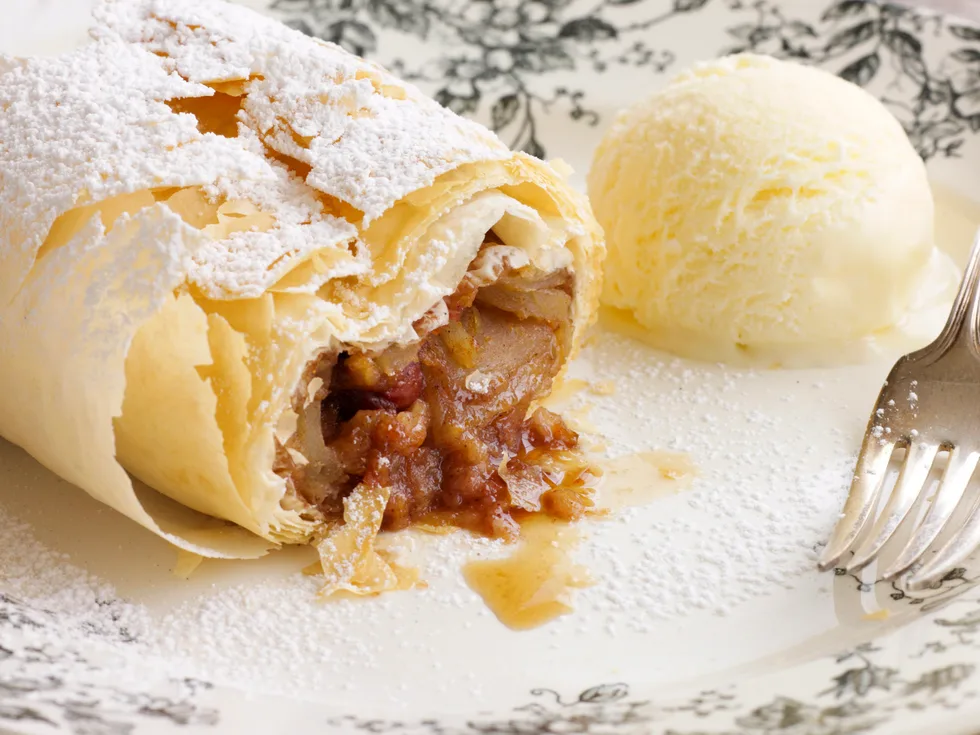 Apple and cherry strudel