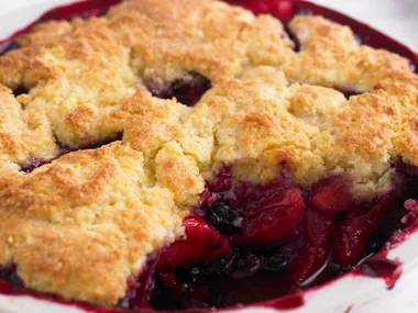 Apple, pear and berry cobbler