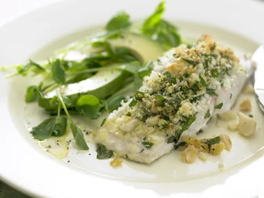 Baked Fish with Crunchy Nut Topping