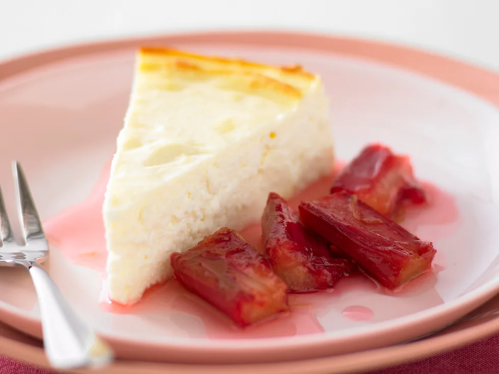 Baked Ricotta with Poached Rhubarp