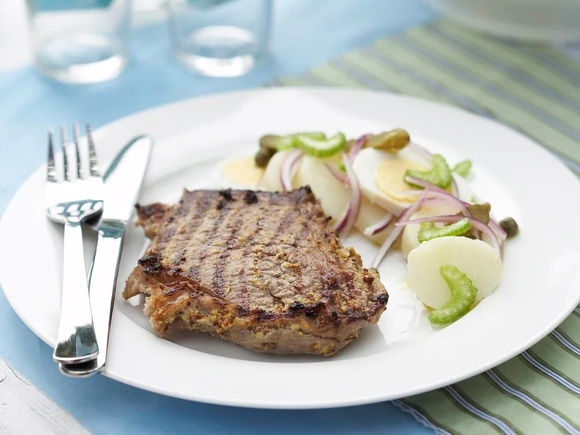 Barbecued mustard steaks