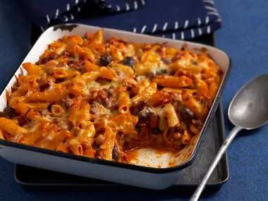 Bean and pasta bake