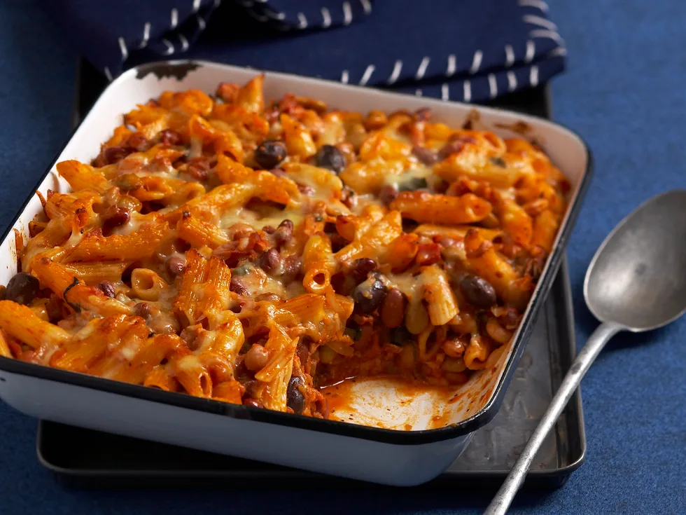 Bean and pasta bake