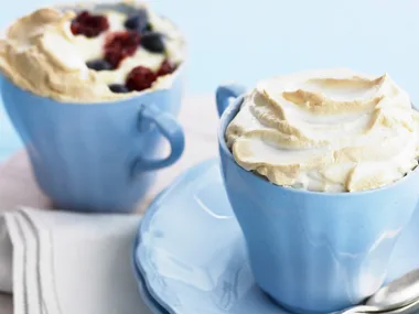 Berry custard meringue pots