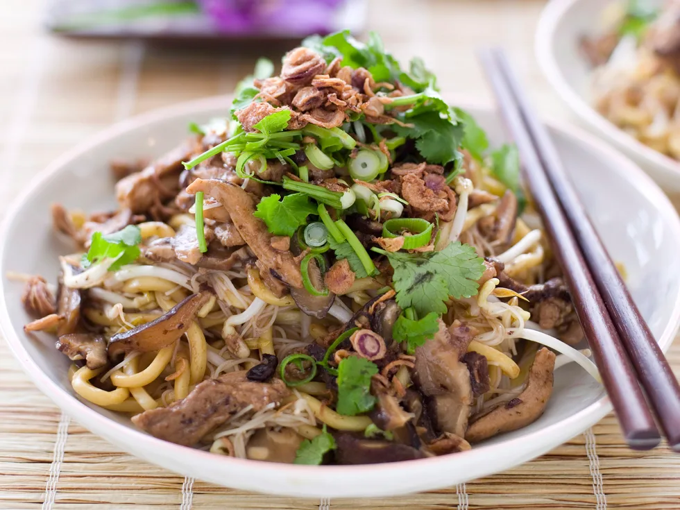 Chicken and black bean mixed noodles