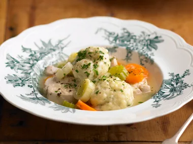 Chicken broth with parsley dumplings