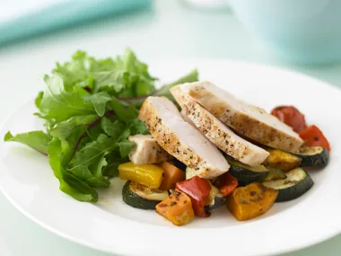 Chicken with Spicy Roasted Vegetable Salad