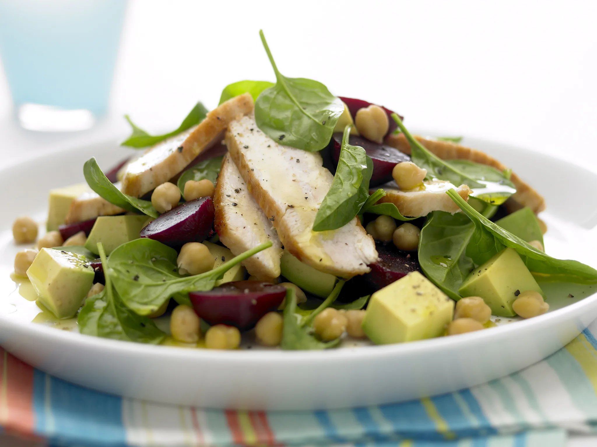 Chicken, Baby Spinach and Beetroot Salad