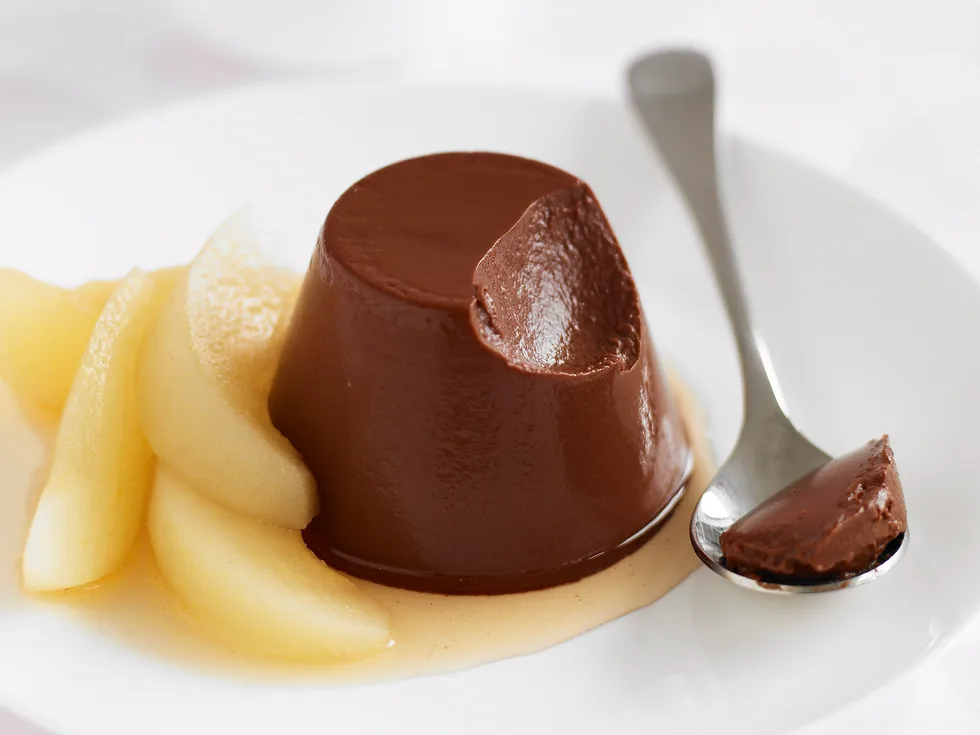 Chocolate Panna Cotta with Pears