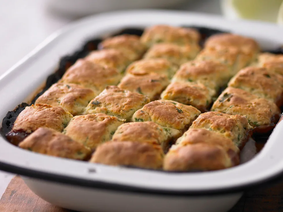 Country Beef with Herb Scones