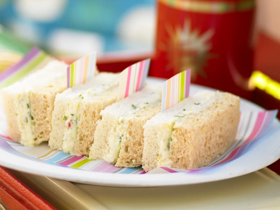 Crab, cream cheese and cucumber sandwiches