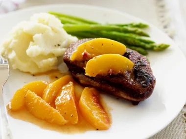 Duck breast with peaches