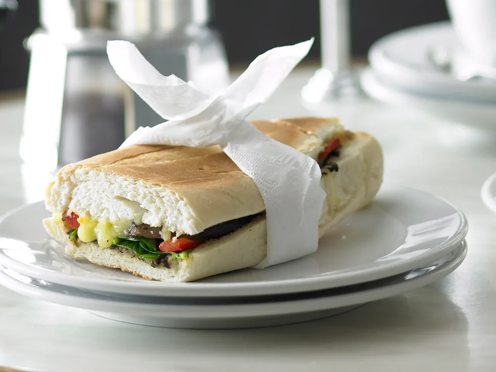 Eggplant, spinach and capsicum panini