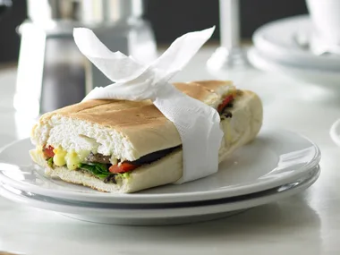 Eggplant, spinach and capsicum panini