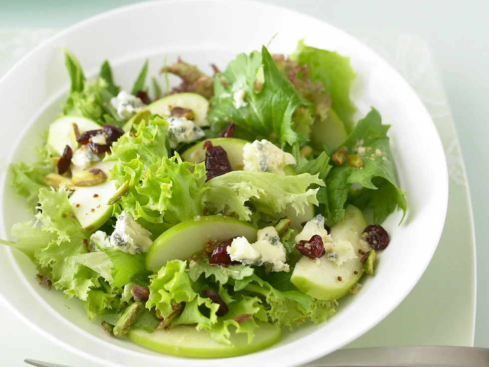 Green Apple, Blue Cheese, Cranberry and Pistachio Salad