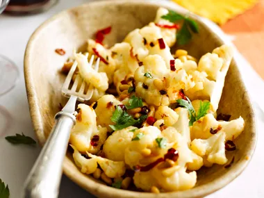 Cauliflower with chilli and pine nuts