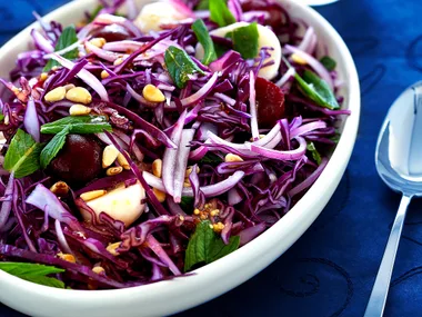 red cabbage, potato and beetroot salad