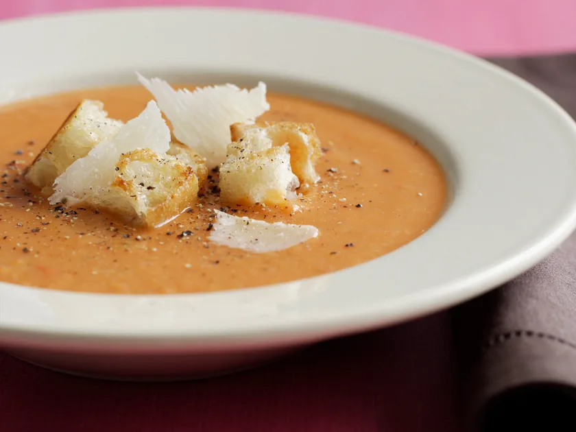 Roast mixed vegetables and lentil soup