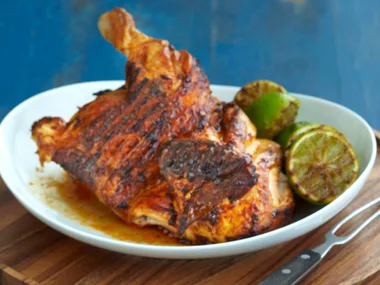 Adobo-marinated butterflied chicken