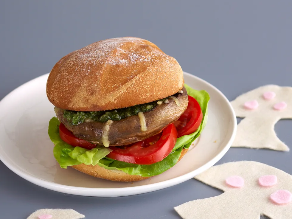 Barbecued mushroom burgers